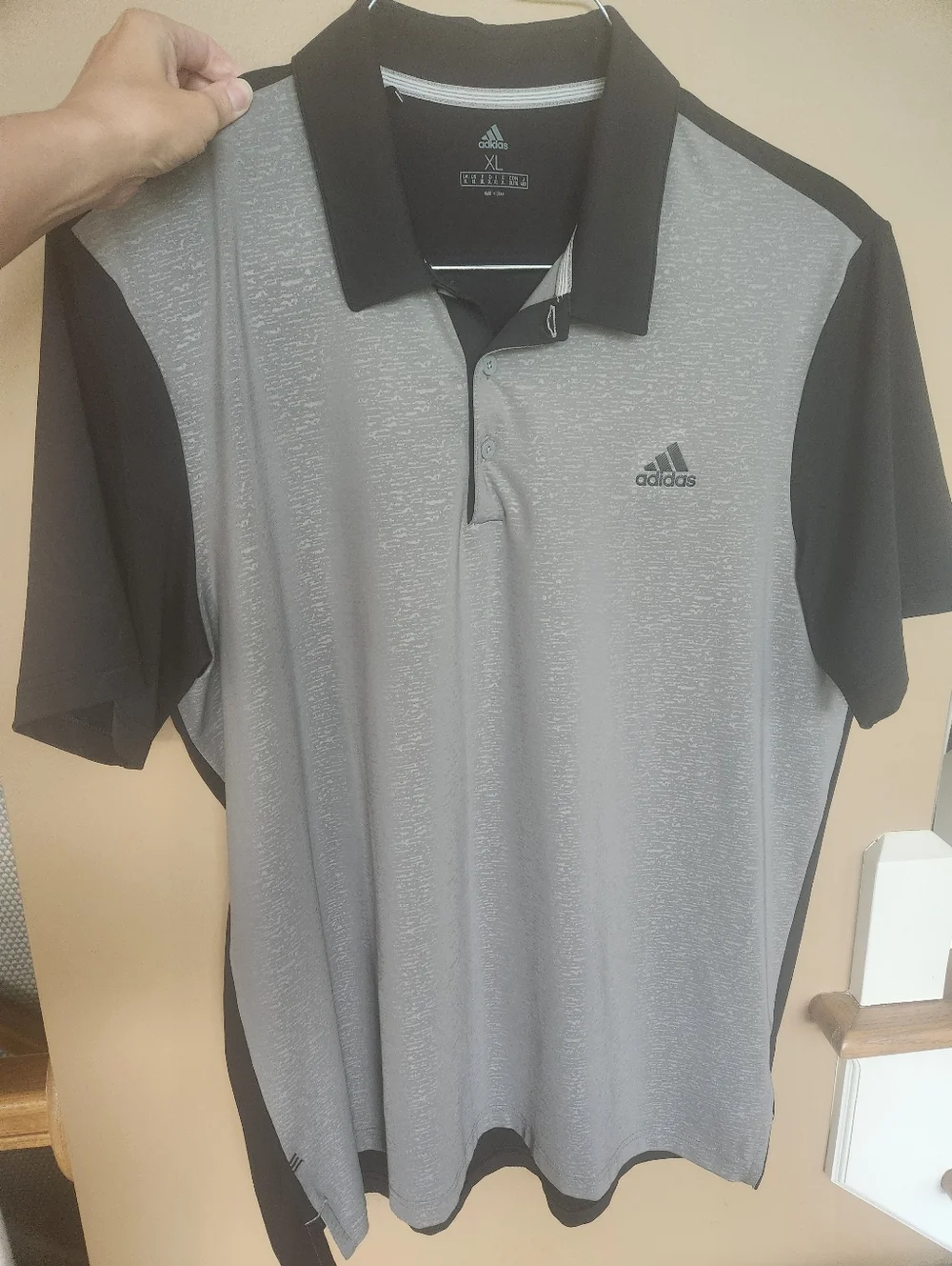Adidas Grey and Black Short-Sleeve Golf Polo XL